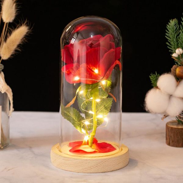 Beauty and the Beast Conserved Roses in Glass Galaxy Rose Flower LED Light Artificial Flowers Christmas Flowers Regalo