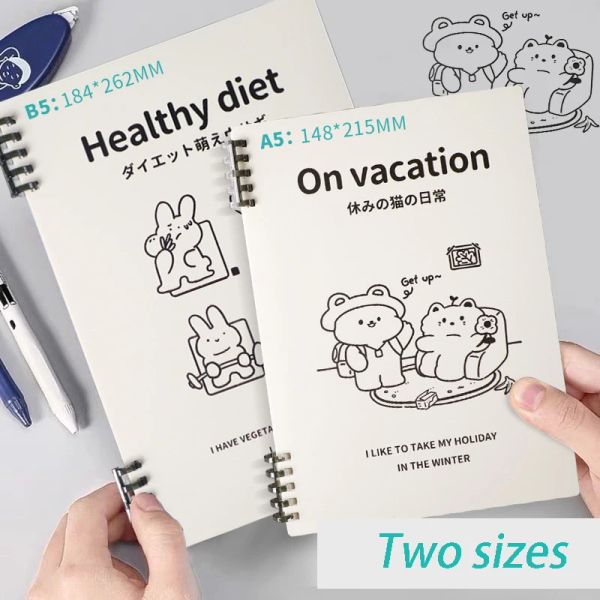 Planer New Kawaii Fünf Lochclip Binder nicht abnehmbar abnehmbarer Spulenbuch 60 Schüler Notebook -Bücher für Schulbedarf Schreibwaren