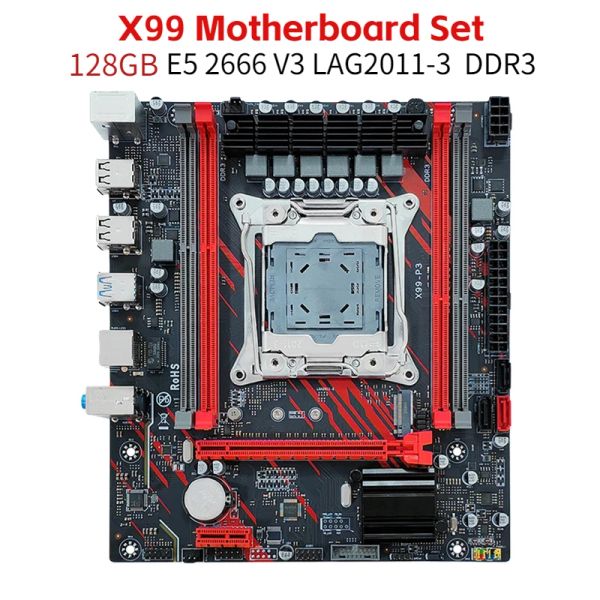 Placas -mãe x99 placa -mãe E5 2666 v3 Intel LAG20113 DDR3 KIT PC ECC PC 128 GB X99 Conjunto 1866MHz PC MAINABOLA DE 128 GB M.2 PORT NVME/SATA