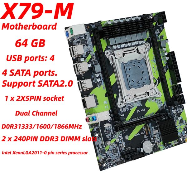 Madri X79 DDR3 Stuffa di scheda LGA2011 64 GB RAM X79 Desktop Motherboard USB 2.0 PC Mainboard M.2 SATA2.0 Supporto RJ45 per E5 2689 2690