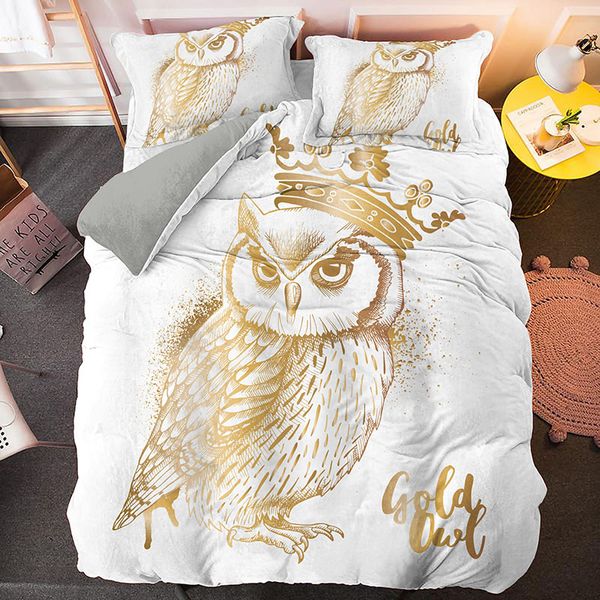 Home Textile Owl Tierdruck Duvet Cover Set 2/3pcs Kinggröße Queen -Size -Bettwäsche Set für die Schlafzimmerdekoration