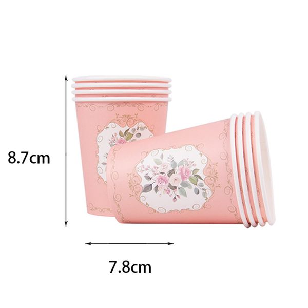 Placas de papel de tabela descartáveis de impressão floral Copas de copo Banner Banner Birthday Birthday Party Garden Tea Party Supplies Weddiing