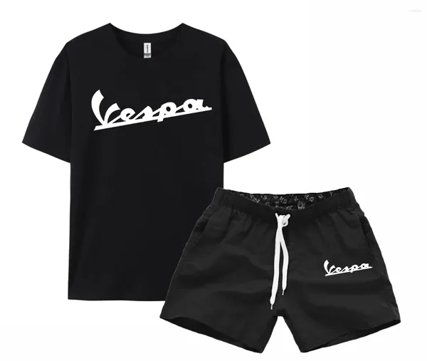 Conjunto de esportes de lazer de trajes masculinos 2024 T-shirt impressa de verão Moda de manga curta Trendy Two Two