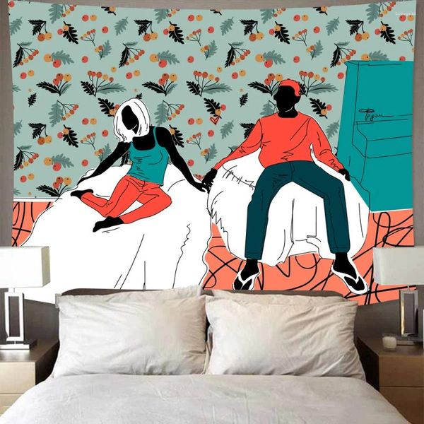 Гобелена мультфильм повседневная жизнь гобелена настена висят богемный искусство декоративный фон для гостиной спальни