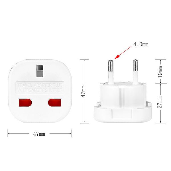 Socket Adapter UE Adattatore British UK a UE Euro Travel Adapter Plug Converter Outlet UK Cavo di alimentazione AC Cavo