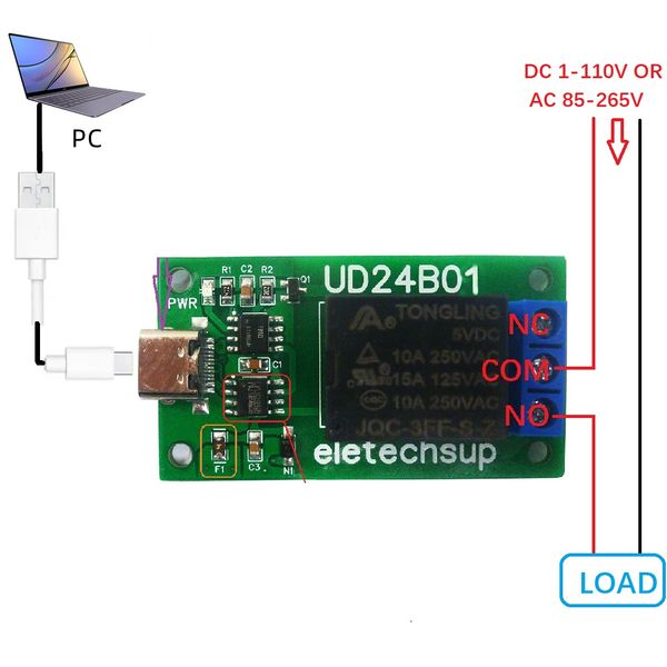 DC 5V 12V Typ-C USB TTL232 Relaismodul PC UART SERIAL PORT Switch für Arduino für UNO Mega Raspberry Pi