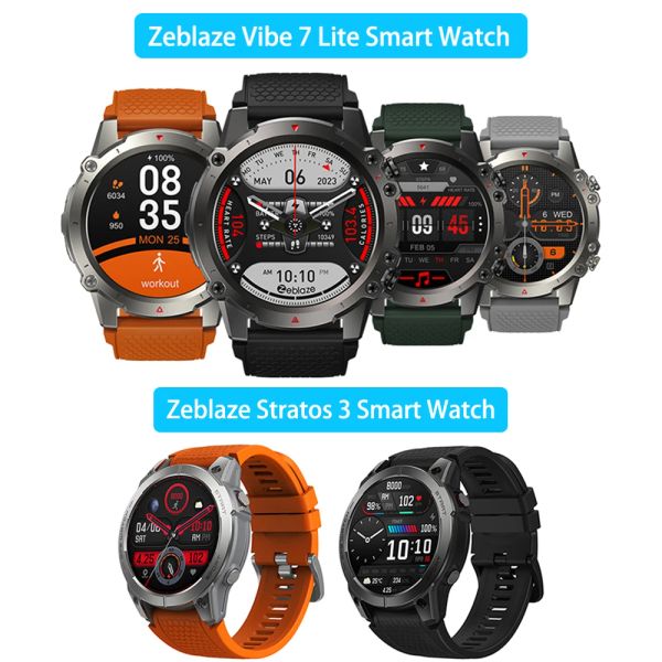 Смотреть Zeblaze Stratos 3/Zeblaze Vibe 7 Lite Bluetooth Smart Wwatch 1.47 '' IPS Display Voice Call 100+ Sport Morems Health Monitor Watch