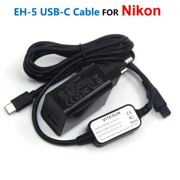 Chargers EH5A EH5 Adaptador de cabo do banco de energia USB EH5+carregador de PD para Nikon EP5 EP5A EP5C D700 D300S D100 D90 D80 D70 BATERIA FALSA