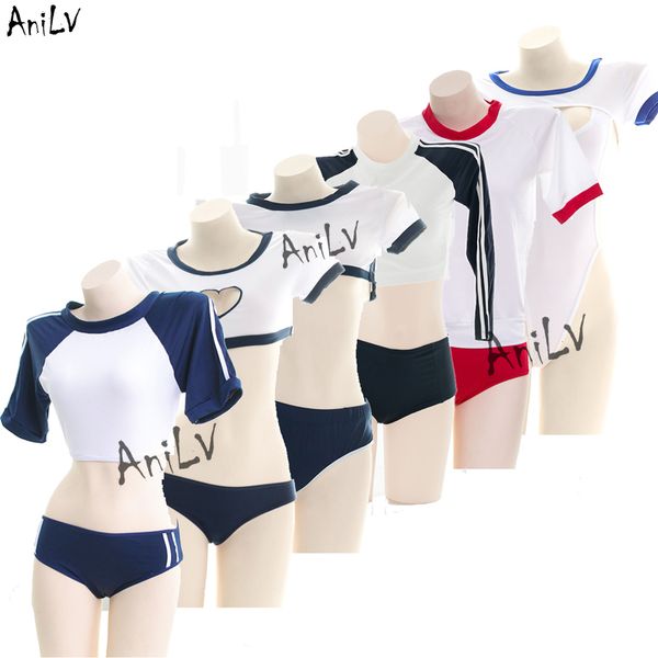 Anilv Japon Anime Öğrenci Mayo Serisi Üniforma Kostüm Okulu Kız Gym Suit Sukumizu Pijama Pijama İç çamaşırı Cosplay