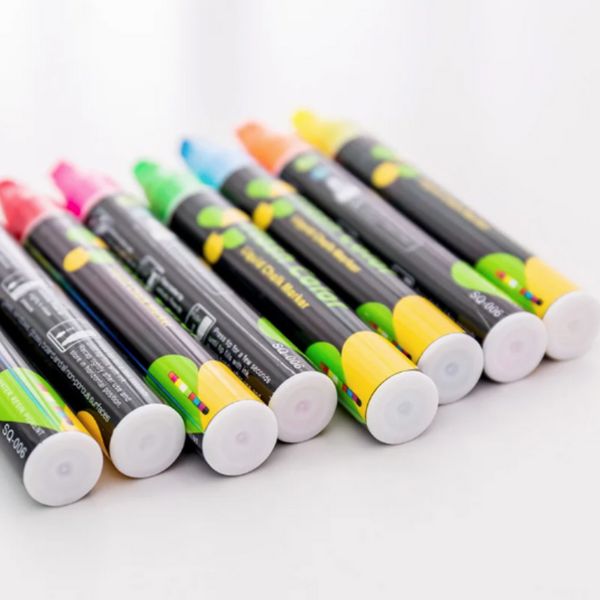 Highlighter Fluoreszenz Flüssigkreide Marker Pennen Kinder für LED -Schreibbrett Blackboden Glasmalerei Graffiti Büro