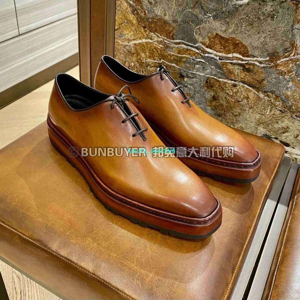 Berluti Mens vestido Sapatos de couro Oxfords Sapatos Bun Rabbit Berluti Camurça Midsole com Stripes Alessandro Alto Alterar sapatos de couro Oxford Mens Sapatos HB5 3O3U