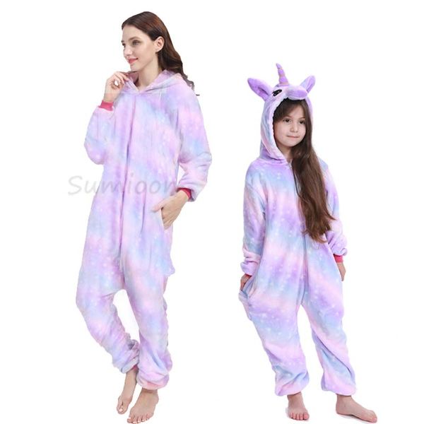 Roupa de menina meninos unicórnio pijamas de inverno flanela kigurumi animal com capuz de capuz de casca de leopardo para dormir pijamas