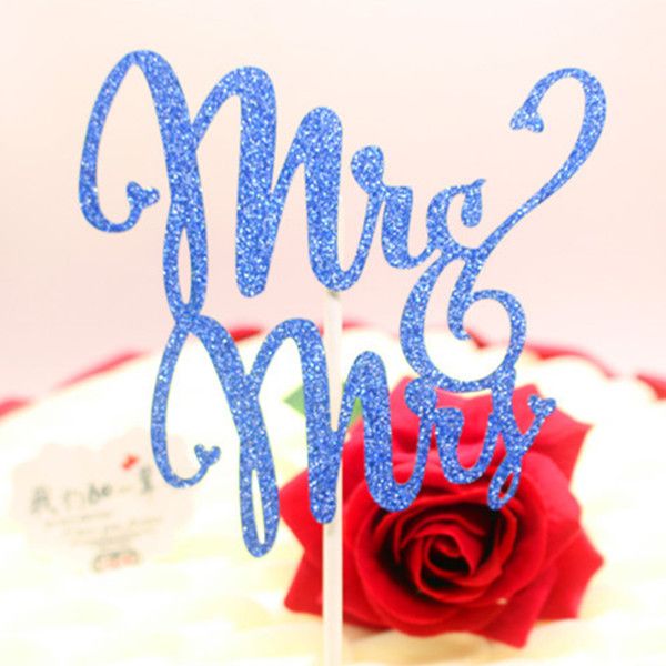 Wedding Mr Mrs Cake Topper glitter Bandiere per torta per cupcake Topper Birthday Wedding Aniversary Party Cake Baking Decor bandiere