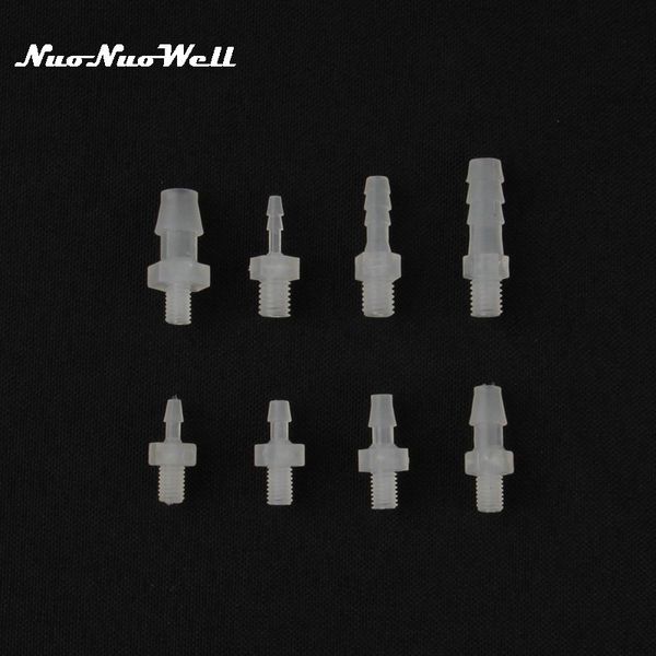 5pcs nuonuowell alimento grau m5 m6 rosca masculina a 2 mm ~ 8mm Mangueira Conector reto Aquário aquário Bomba Adaptador de tanque de peixe