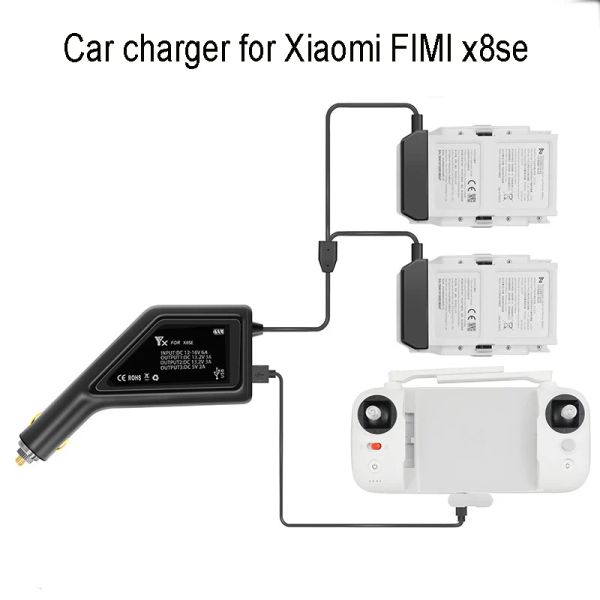 Caricatore per auto veloci per esterni per esterni per FIMI X8 SE DRONE COLLOTTORE DELLA BATTERA DELLA CARTE CONNETTORE USB Adattatore di ricarica per Xiaomi FIMI X8 SE