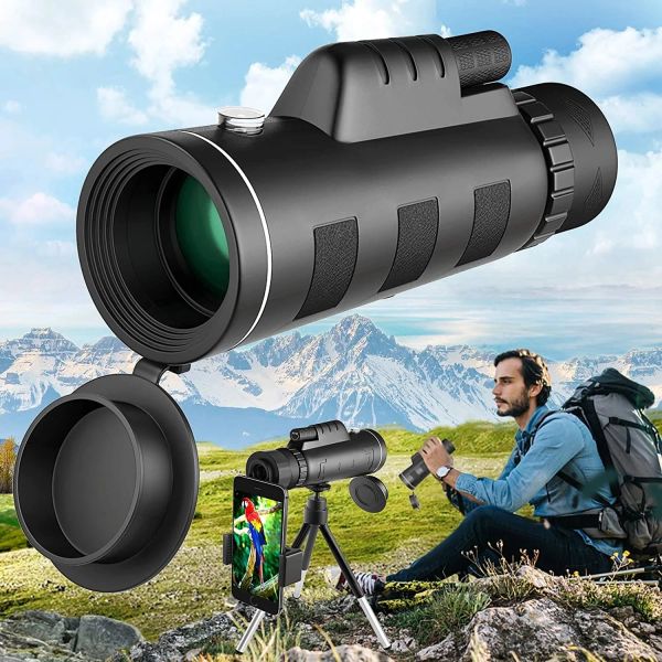 Objektiv leistungsstärker 40x60 HD Monokular Teleskop Telefonkamera Zoom Starscope Stativ Teleskop -Telefonclip für Campingzubehör im Freien