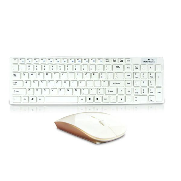 Tastaturen Ultra Thin White 2,4G Cordless Wireless Keyboard und optisch