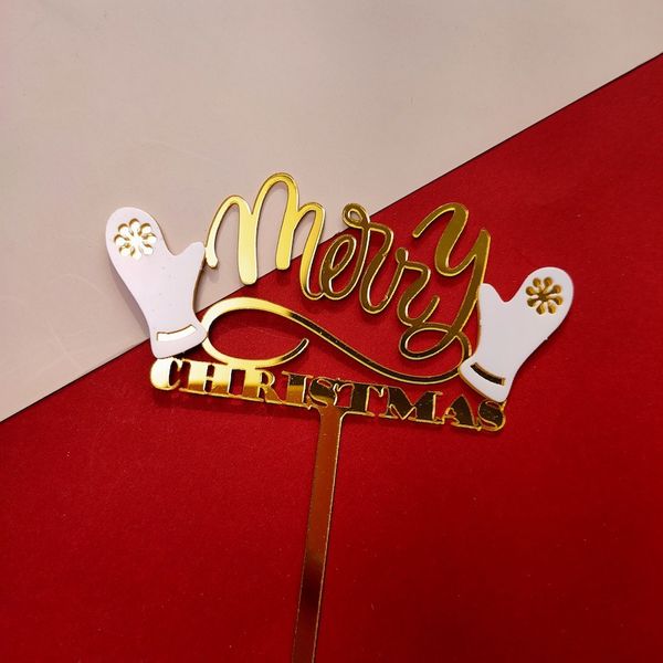 Novo Feliz Ano Novo Toppers de bolo de acrílico Golden Stars Snowflakes Feliz Christmas Cake Toppers de Natal Ano Novo Decorações