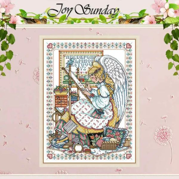 Angel Bordado contou 11ct 14ct 16ct cross stitch conjuntos