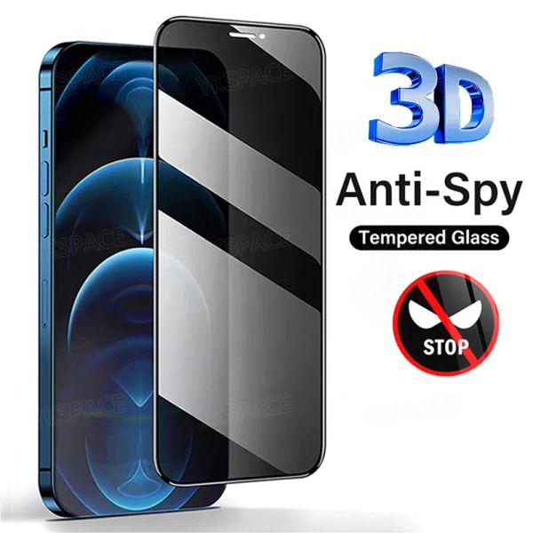 3D полная крышка Antipy Spy Screen Protector для iPhone X XS XS 11 12 13 Mini 14 15 Pro Max 7 8 плюс SE 2020 Уличие.