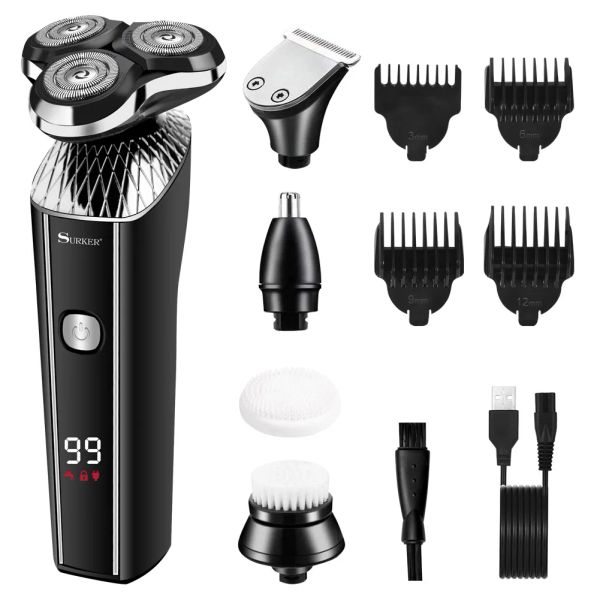 Aparadores masculinos elétricos barbear barba barba nariz aparador facial 5 em 1 kit de manobra masculina Máquina de barbear recarregável USB