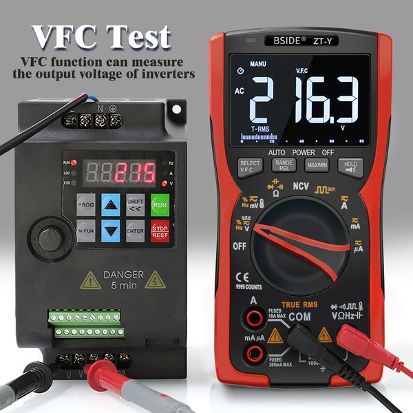 Multimetro digitale professionale bside True-RMS 9999 Display 3-line Corrente analogico Tester Voltmetro Capacità Temp METRO VFC NCV