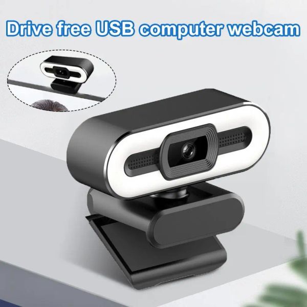 Webcams Ultraclear 1080p/2k PC Webcam USB Câmera da Web Câmera de Web preenche a luz com microfone para laptop de videoconferência ao vivo webcam