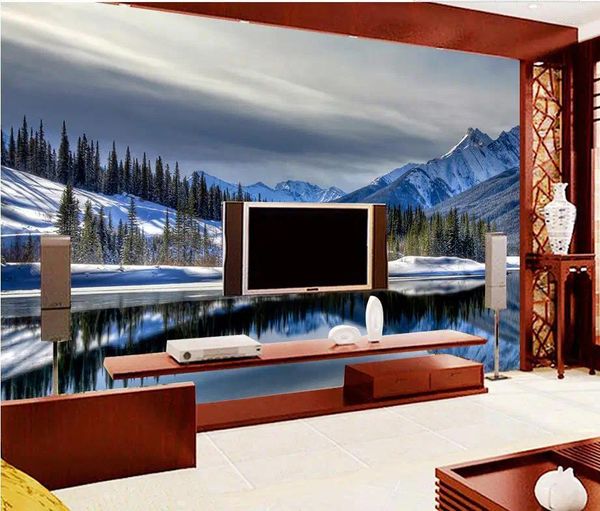 Обои 3D индивидуальные обои Снежную гору Плато ландшафтное украшение дома для стен