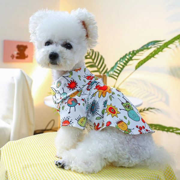 Собачья одежда 1pc Pet Cat Spring осеньлевая летняя тонкая цветовая рубашка оранжевая пижама с пряжкой для маленьких средних собак