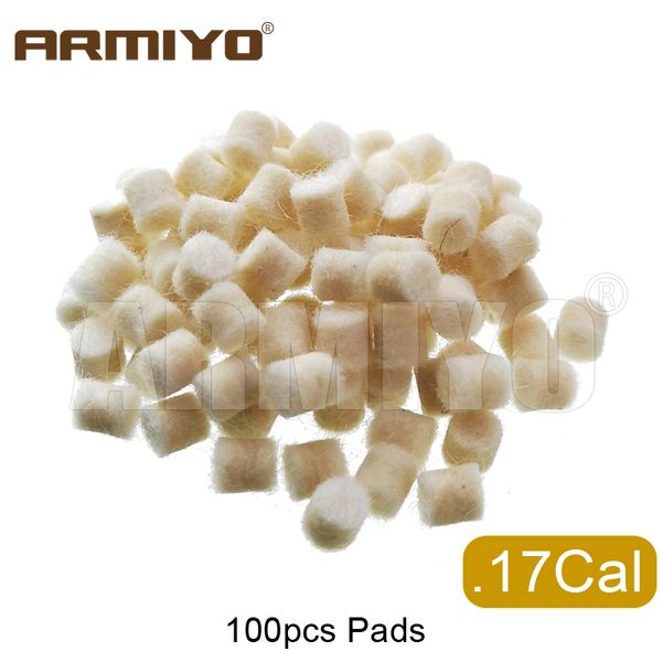 Armiyo .17cal 5,56mm ~ 9mm .45Cal 100pcs Polimento de polimento de lã sem orifício Molho de armas de limpeza de armas de limpeza