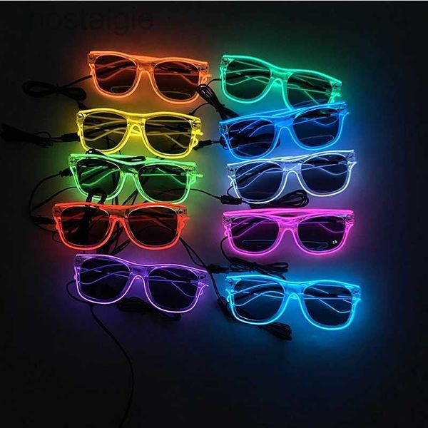 LED Rave Toy Fluoreszenz leuchtende Sonnenbrille LED leuchtende Disco -Brille mit leichter Hen -Party liefert Neonblinsen Brillen Eyewear Requisiten 240410