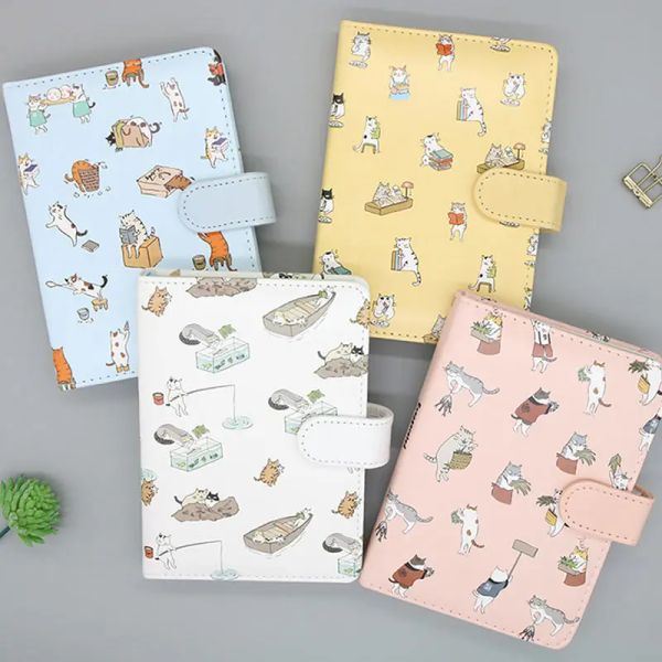 Ноутбуки Y Creative Stationery Mite Cat Notebbook Кожаная обложка детская ноутбука с цветной бумагой Дневник Дневник Подарок Школа принадлежности