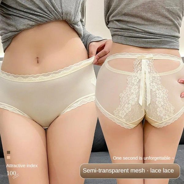 Damenhöfen Spitzenunterlagen mittelhaut Frauen mit hohlen Fliege Krawatte Intime Unterwäsche Slips sexy Dessous für Damen weich