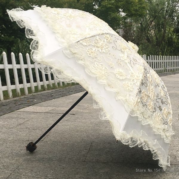 Lolita in pizzo ombrello per donne, di fascia alta, ombrello da sole, studio fotografico, abito da sposa, foto di Hanfu, francese, retrò, ombrello