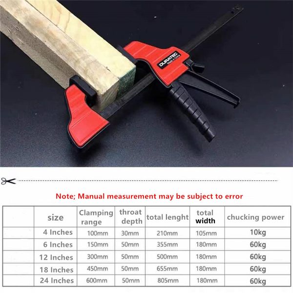 1-4pcs 4/6/12inches Holz Arbeiten f Klima Schnelle Ratschenklamme Heavy Duty Holzbearbeitungsstangenklemme Kit DIY Carpentry Handwerkzeug Handwerk