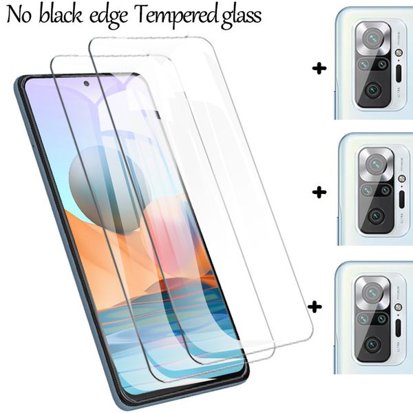 Nenhum vidro temperado da borda preta para Xiaomi Redmi Nota 10 Protector de tela Pro Redminote 10T 10S 10Pro Protetive Glass Note10 5G 10 Acessórios Pro Acessórios