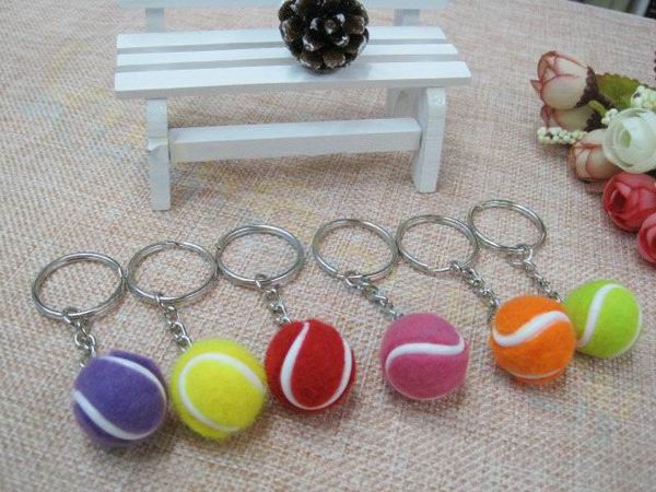 Borsa da tennis Penderant in plastica Mini Tennis Ball Chain Small Ornaments Ornaments Annuncio Fans Solvenir Key Ring