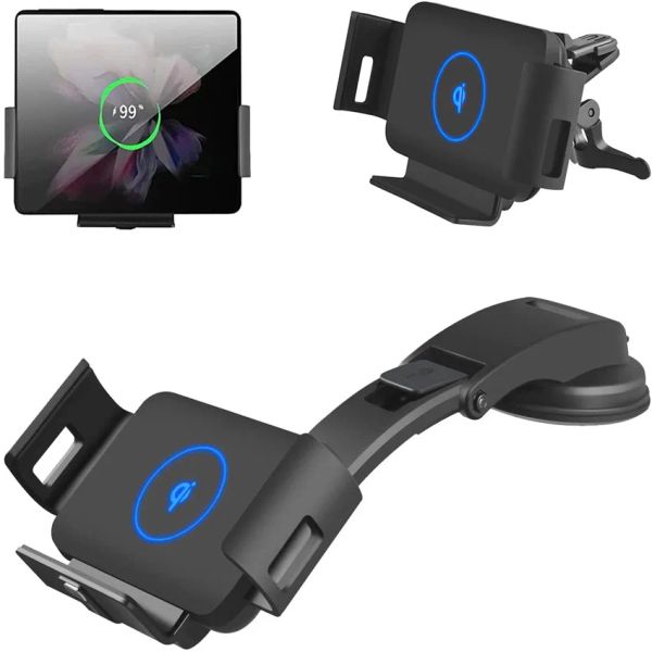 Chargers 15W Wireless Car Charger Mount Holder para Samsung Galaxy Z Fold 3 2 Xiaomi iPhone 4.36.9in Telefone CLAMP AUTO