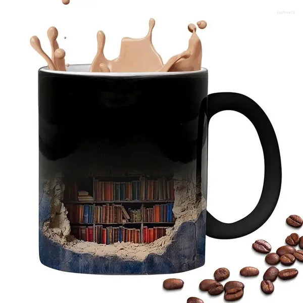 Книжная полка кружки кофейная кружка новинка тепло, чувствительная чашка 3D, рождественские подарки забавные подарки для любителей книг Автор библиотекарей писатель