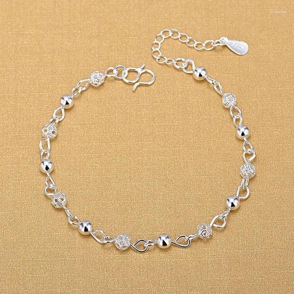 Bracelets de charme 925 Silver Bating Hollow redonda pulseira de contas para mulheres joias de casamento SL032