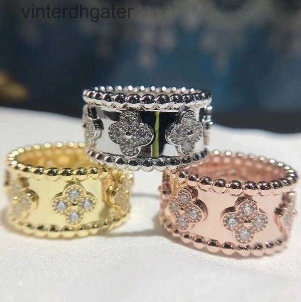 Anéis de designer de marca de van de ponta para mulheres caleidoscópio anel 925 prata esterlina banhada com 18k edição largura de ouro small man sênior de designer jóias