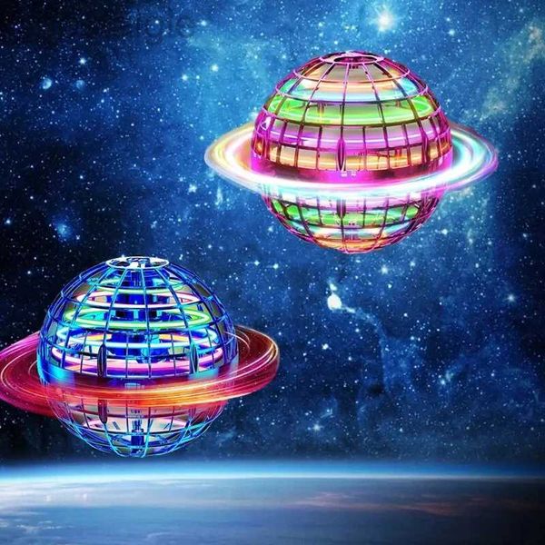 LED Flying Toys Induktion rotierender Hover Fly Ball mit LED Light Boomerang Ball Interactive Game Innen- und Outdoor -Fingerspitzenspielzeug -Familie 240410