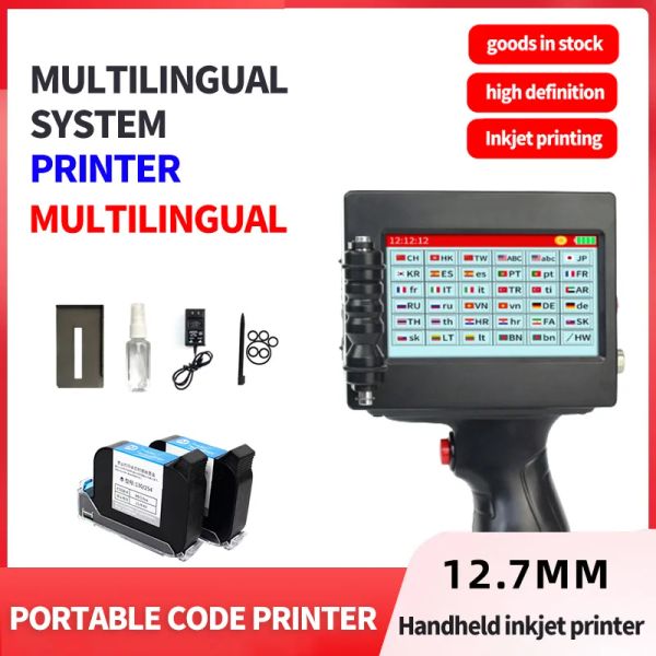 Drucker neuer Smart -Touchs -Bildschirm Handheld Tintenstrahldrucker Multilanguage -Drucker kleiner automatischer digitaler Codierungsstapel -Nummer Preis QR -Code