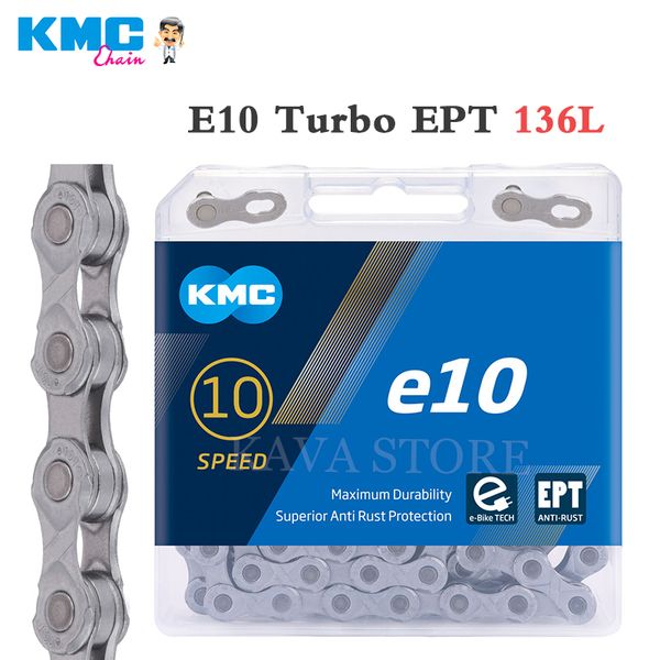 Cadeia E-Bike KMC E9 E10 E11 E12 Cadeias de bicicletas 9s 10s 11s 12s Ebike Parts 130/136 Links Anti-Rust Electric Sport Bicycle Peças