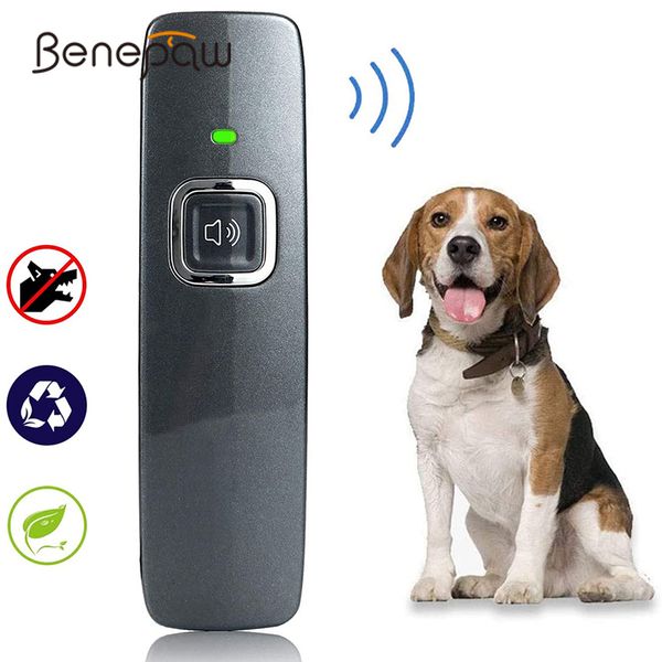 Benepaw Ultrasonic Anti Barking Dispositivo da polso Cinta per cani portatili per cani Carena Chiedi Comportamento per animali domestici Allenamento 6m/19ft