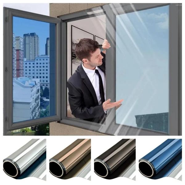 Fensteraufkleber Einweg Mirror Film Privatsphäre Buntglas für die Heimsonne Blockierende selbstklebende Tönung Anti -UV -Aufkleber