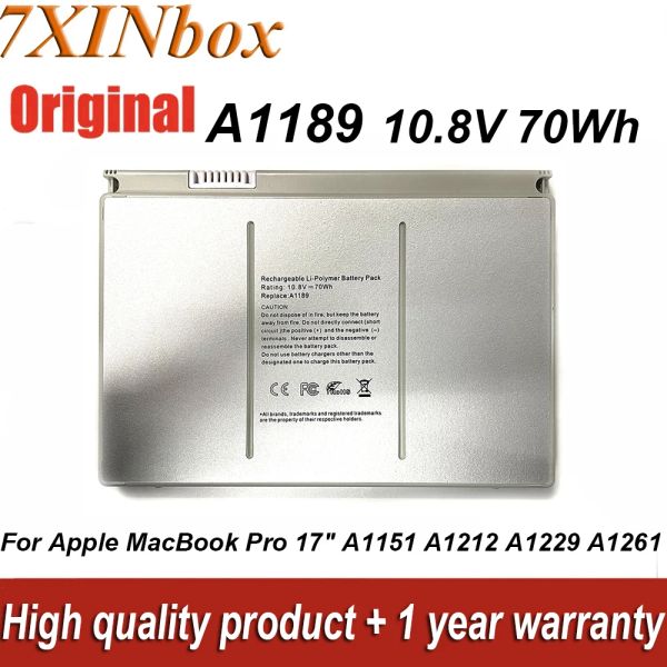 Батареи 7XInbox A1189 10.8V 70WH Батарея для ноутбука для Apple MacBook Pro 17 