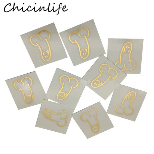 Chicinlife 5pcs Gold/Silver Willy Penis Tempreary Tattoo Sticker