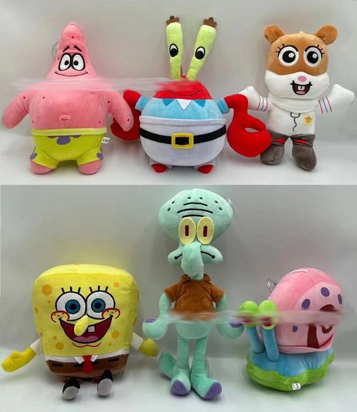 Fabrik Großhandelspreis 6 Stile 20 cm Spongeboy Plüschspielzeug Oktopus Crab Boss Animation um Puppen Kindergeschenke