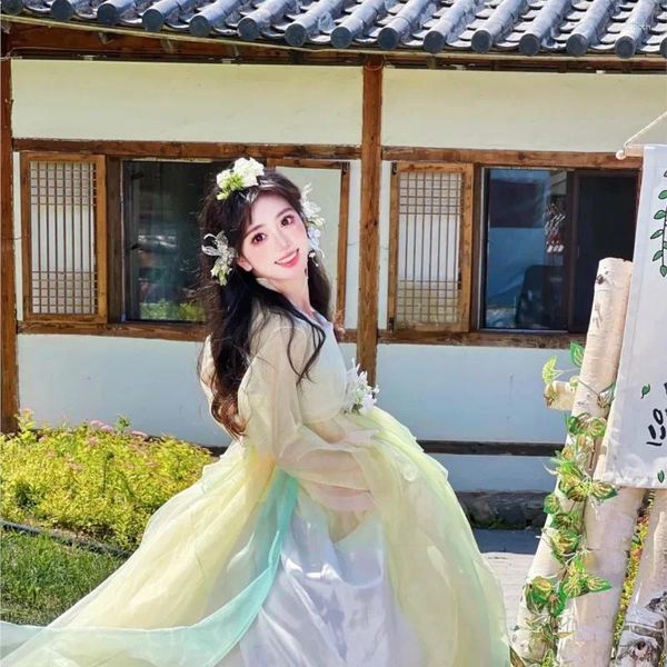 Ethnische Kleidung Yanji Koreanische Frauen Gaze Rock Pettiskirt Adlige Kleid -Reisebotschaft